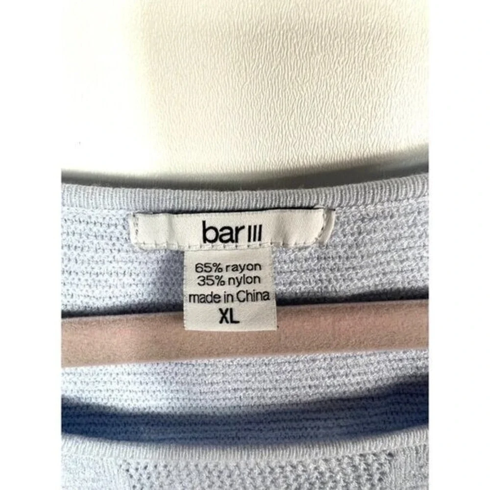 Bar III Womens Light Blue Peplum Long Sleeve Ribbed Knit‎ Sweater XL